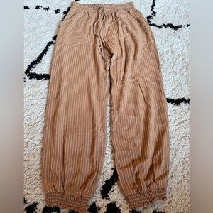 Allie Rose Lightweight Pinstripe Rayon/Linen Joggers
